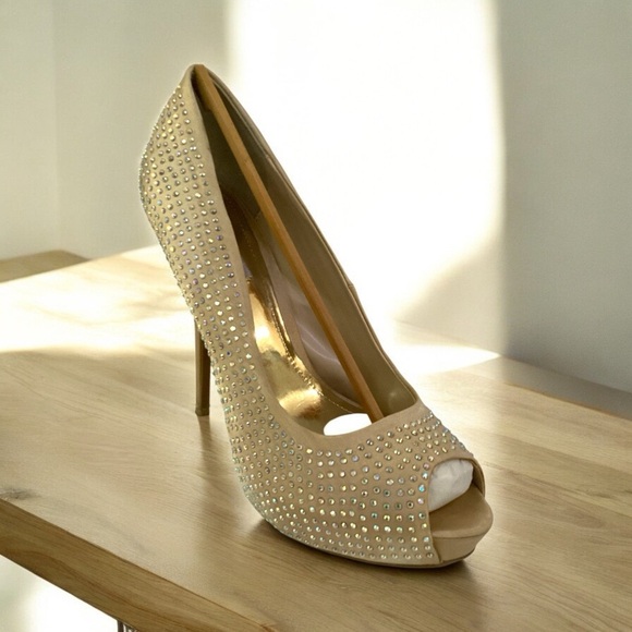 Jennifer Lopez Bling Blush Crystal Rhinestones Cocktail High Heels Pump Size 9.5 - Picture 7 of 7
